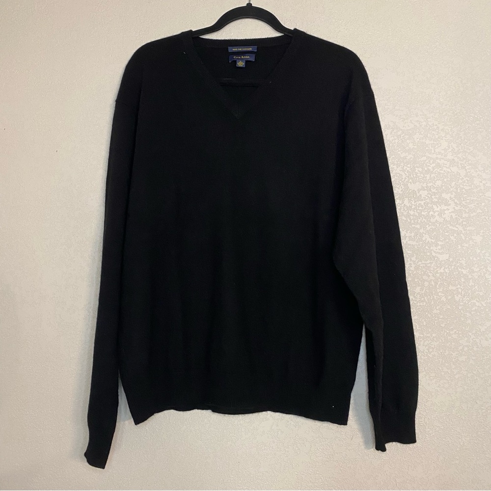 Club Room 100% Cashmere V Neck Sweater L